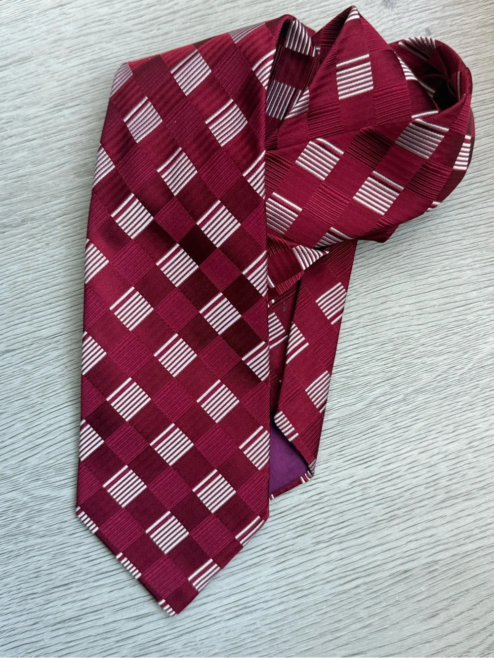 Charvet Place Vendôme Vintage Silk Tie Burgundy Plaid